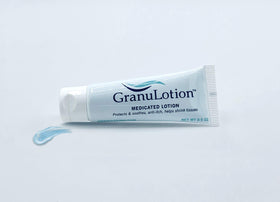 GranuLotion tube inside a travel bag showing convenience for on-the-go use benefit