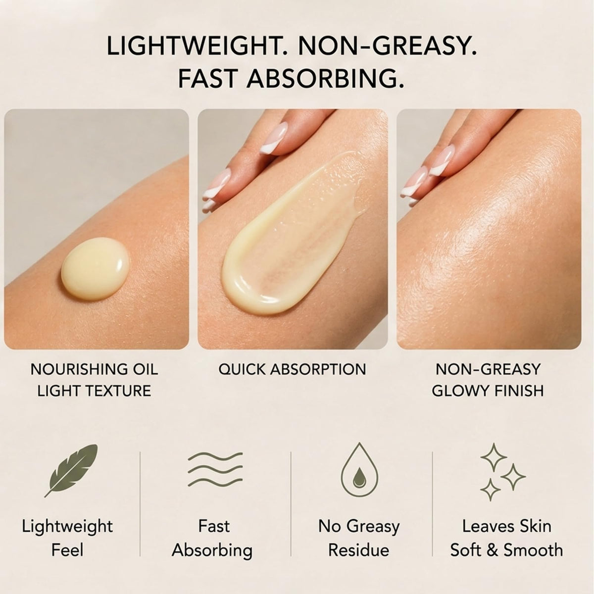 GraviGlow ingredients flatlay with oils and shea butter visual
