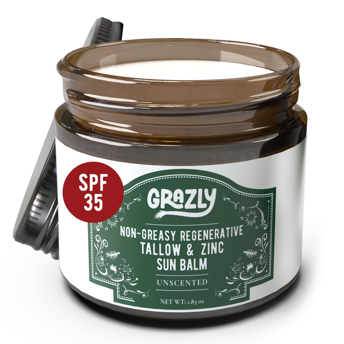 Grazly jar front view showing label and compact size benefit