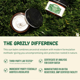 Grazly ingredients flatlay with beef tallow, zinc, coconut oil benefit clarity