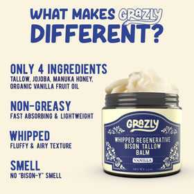 Grazly open jar texture closeup highlighting whipped, smooth consistency