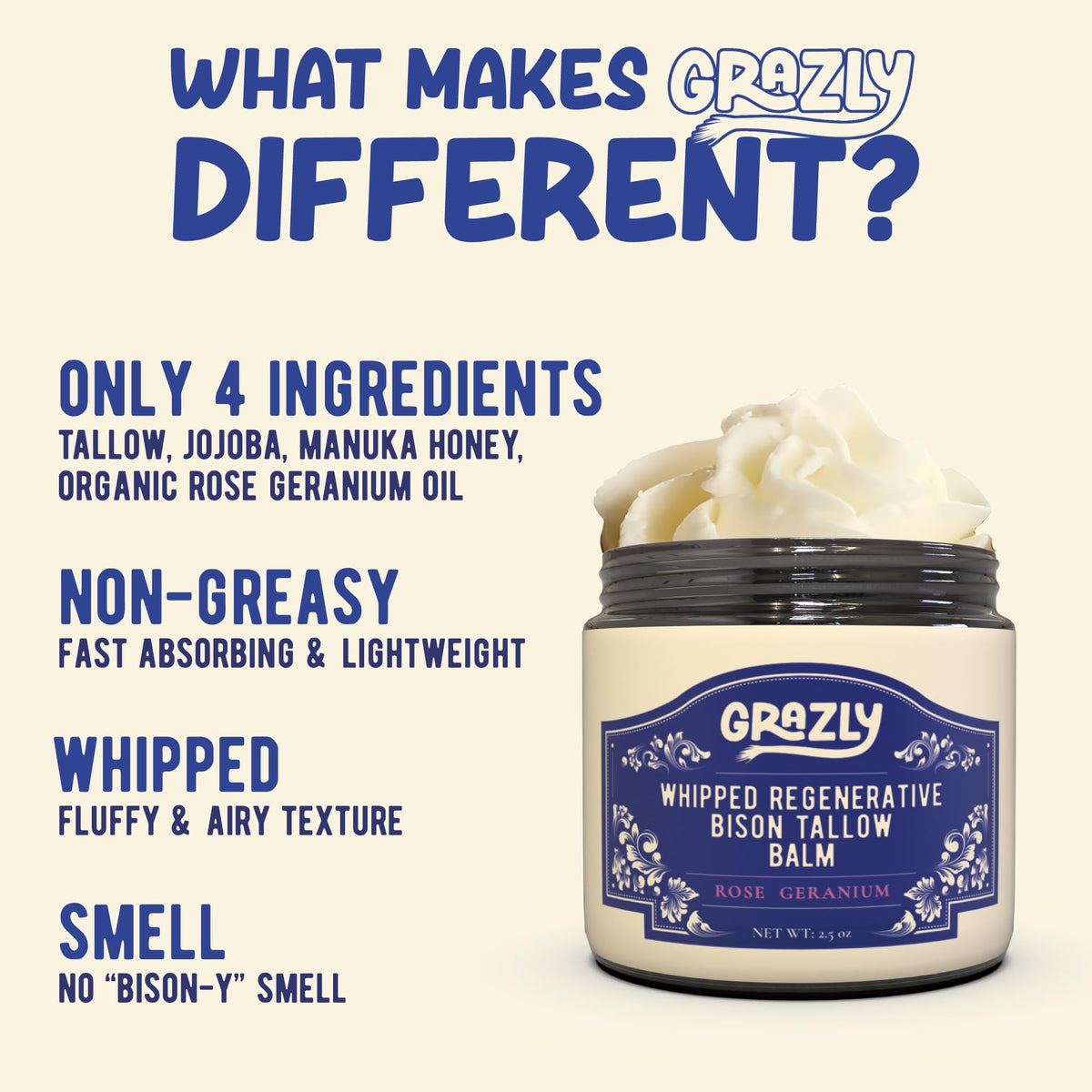 Grazly whipped texture closeup highlighting light, fast-absorbing balm