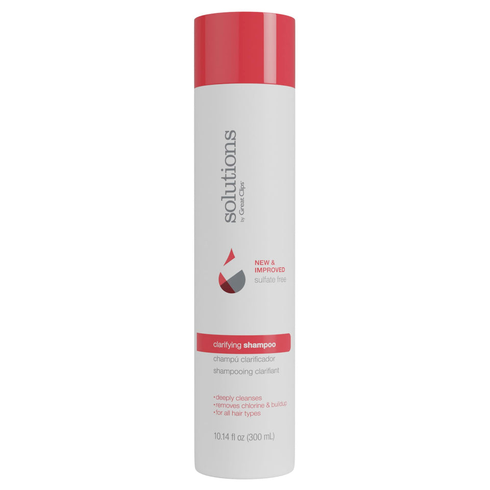 GREAT CLIPS front label showing clarifying shampoo benefits and volume