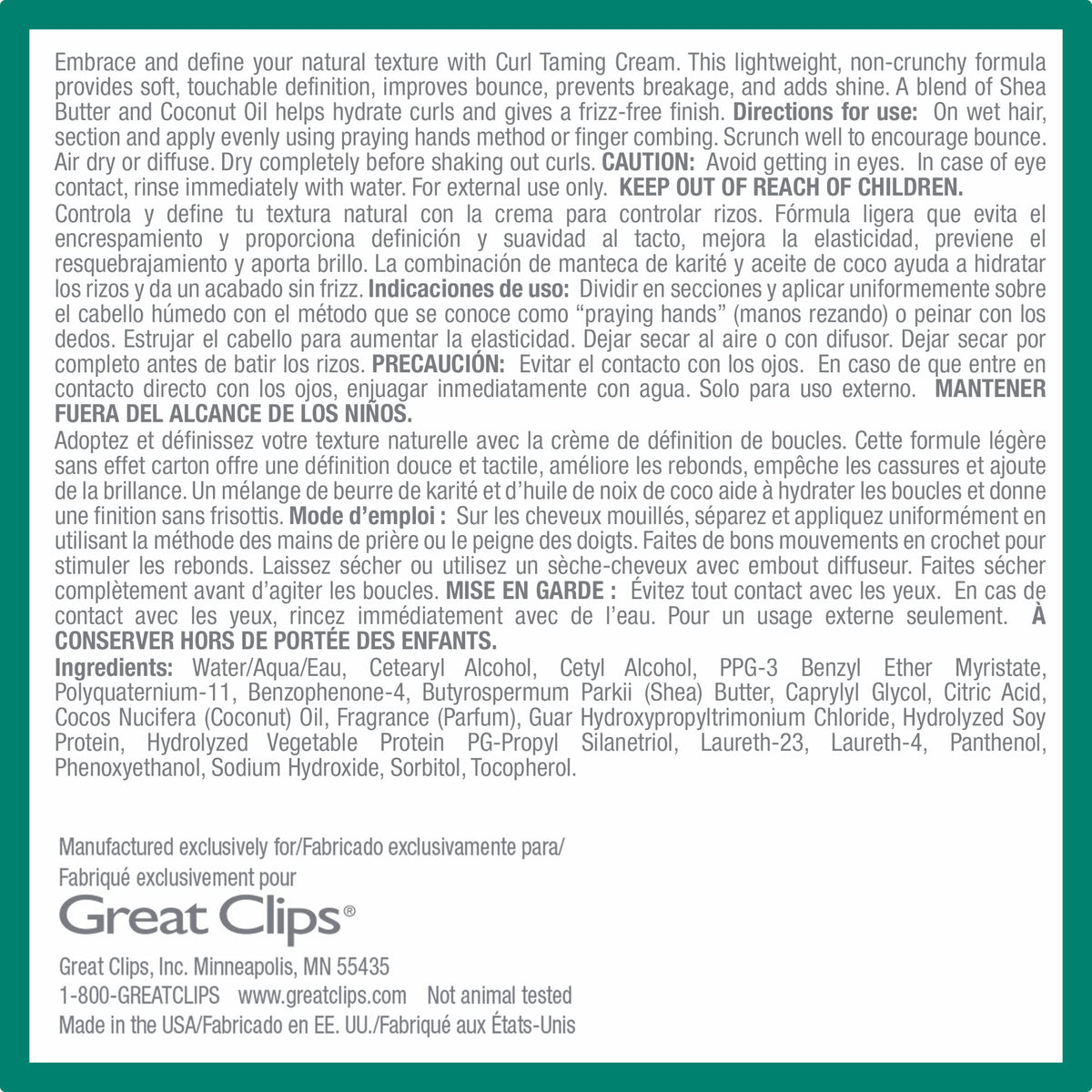 GREAT CLIPS cream texture on hand illustrating moisturizing, non-crunchy finish