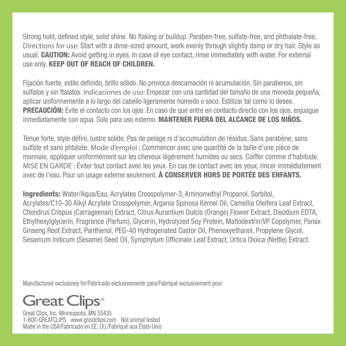 GREAT CLIPS orange and comfrey botanicals pictured to highlight conditioning benefits
