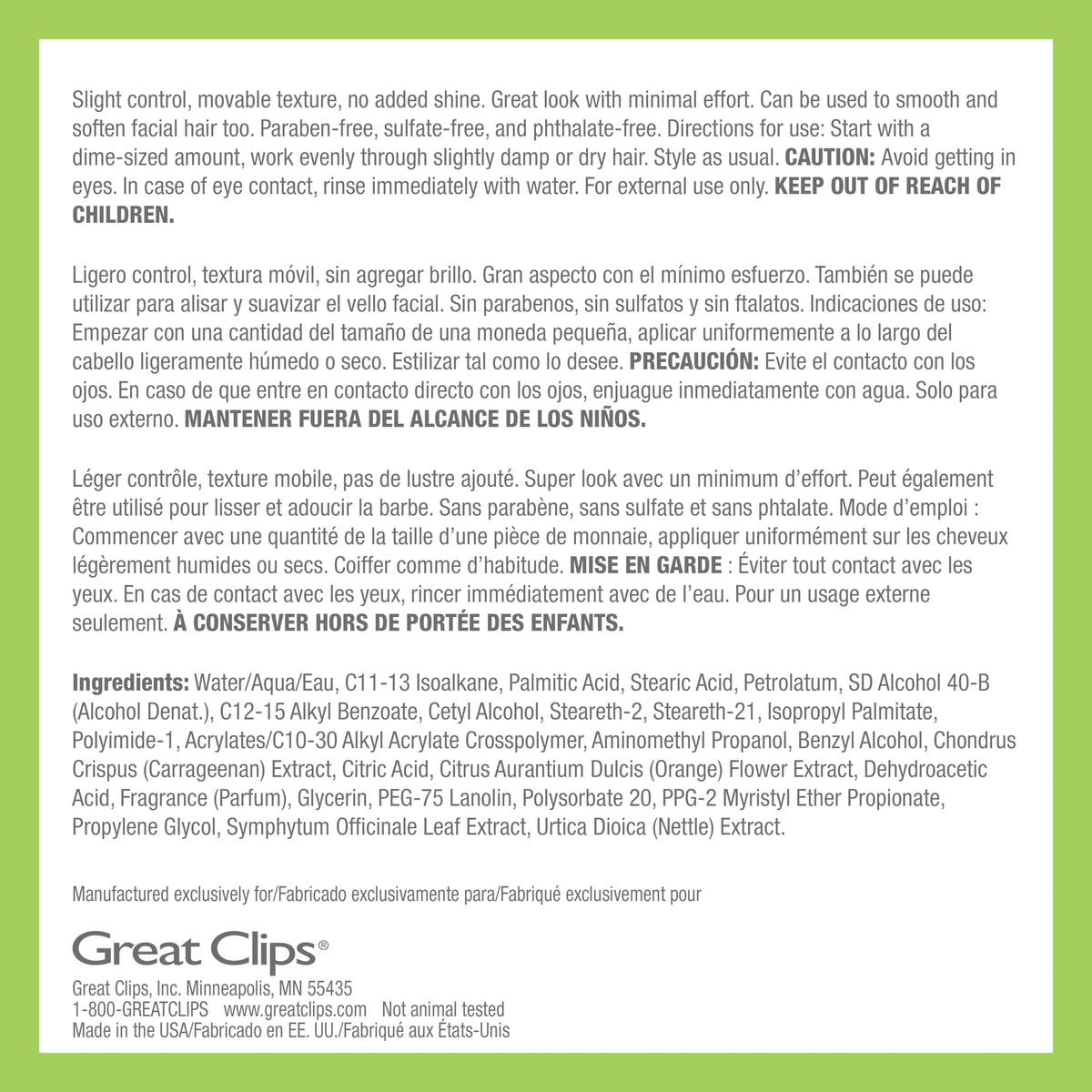 GREAT CLIPS jar beside ruler to show 5.1oz size for travel-friendly convenience