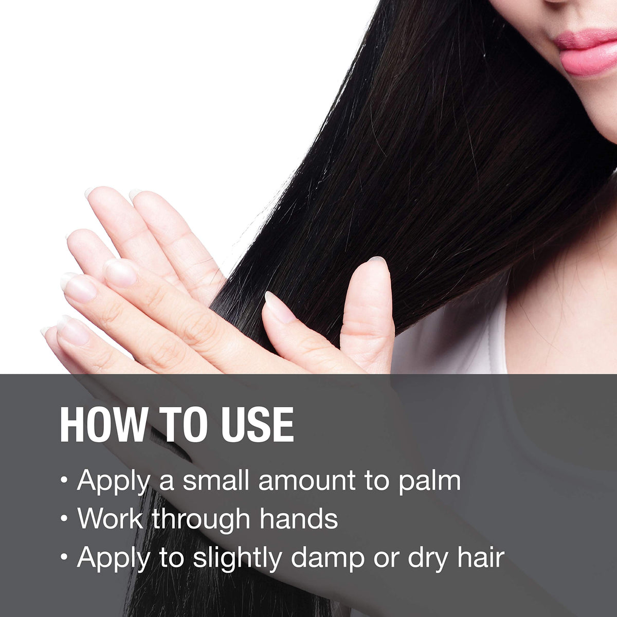 GREAT CLIPS product in hand applying to hair, quick styling and control benefit