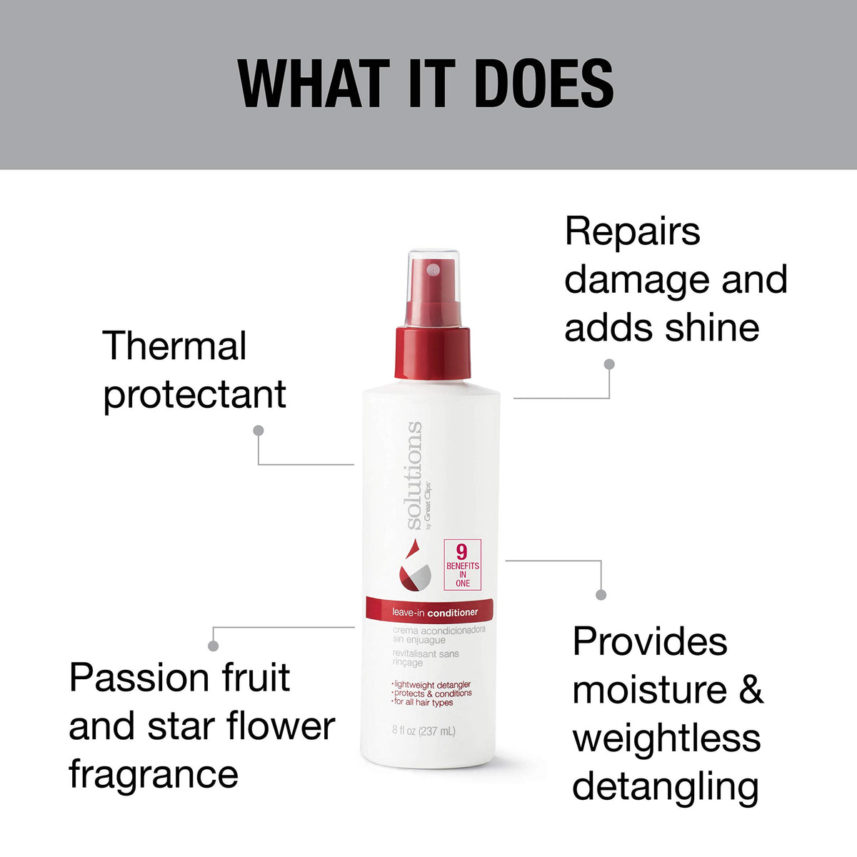 GREAT CLIPS mist on hair texture demonstrating lightweight hydration benefit