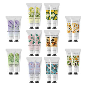 Green Canyon Spa front packaging showing 20 travel hand lotions and scent labels benefiting gifting