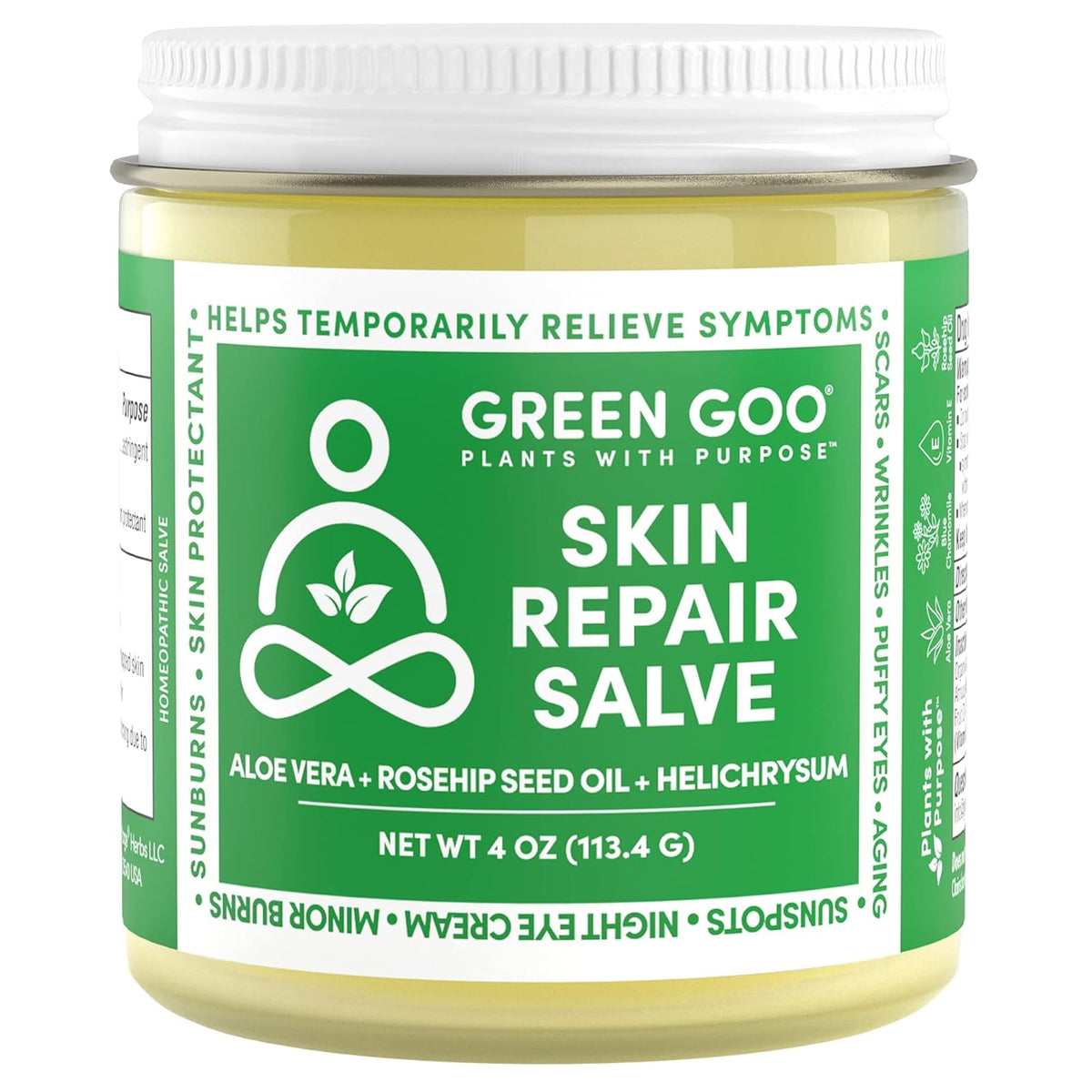 Green Goo front jar showing full packaging and easy access benefit