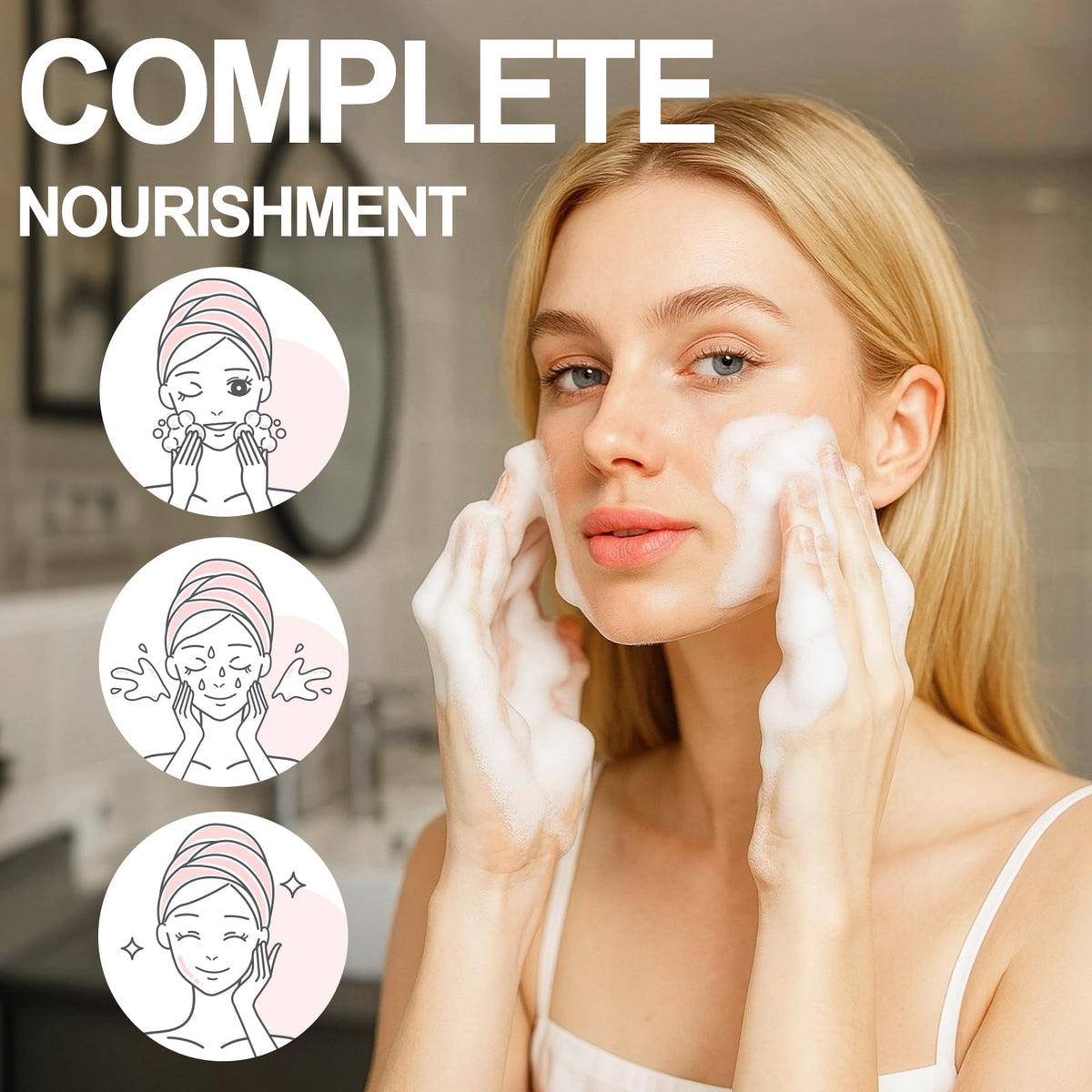 GreenBliss applying cleanser on damp hands for gentle makeup removal