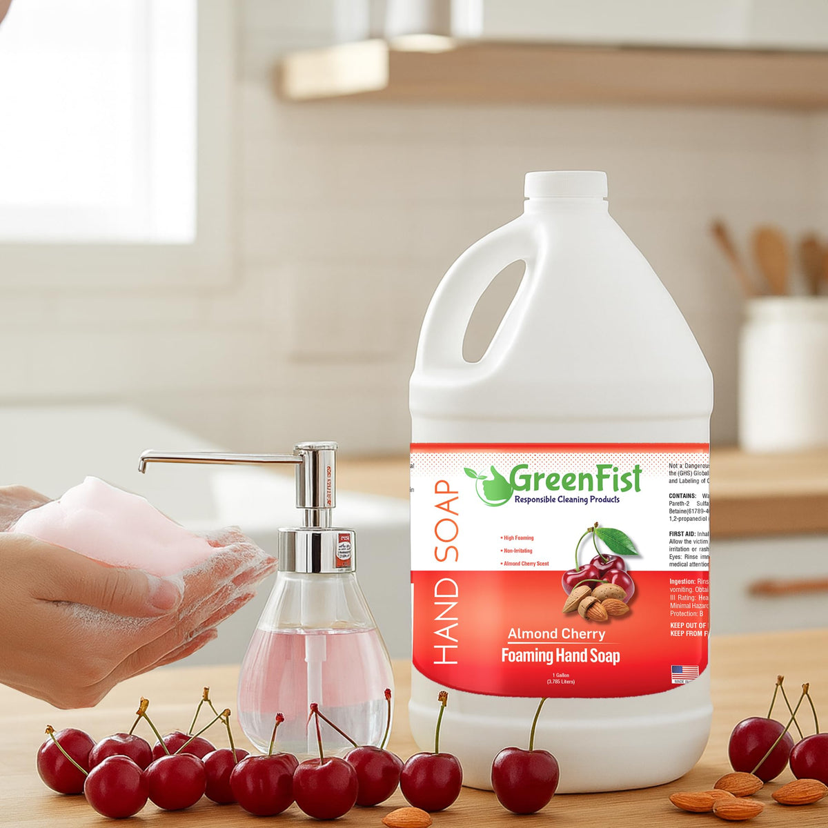 GreenFist creamy foam texture on hand showing gentle moisturizing benefit