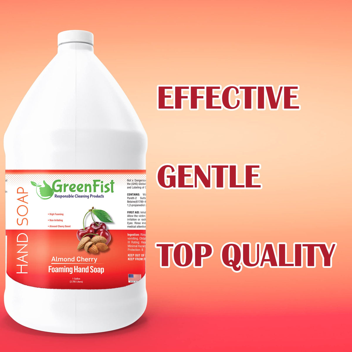 GreenFist back label close-up displaying ingredients and safety information benefit