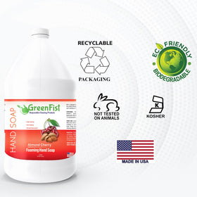 GreenFist jug on bathroom counter in a home setting showing pleasant scent benefit