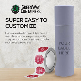 GREENWAY CONTAINERS filled lip balm tube demonstrating refillable DIY use