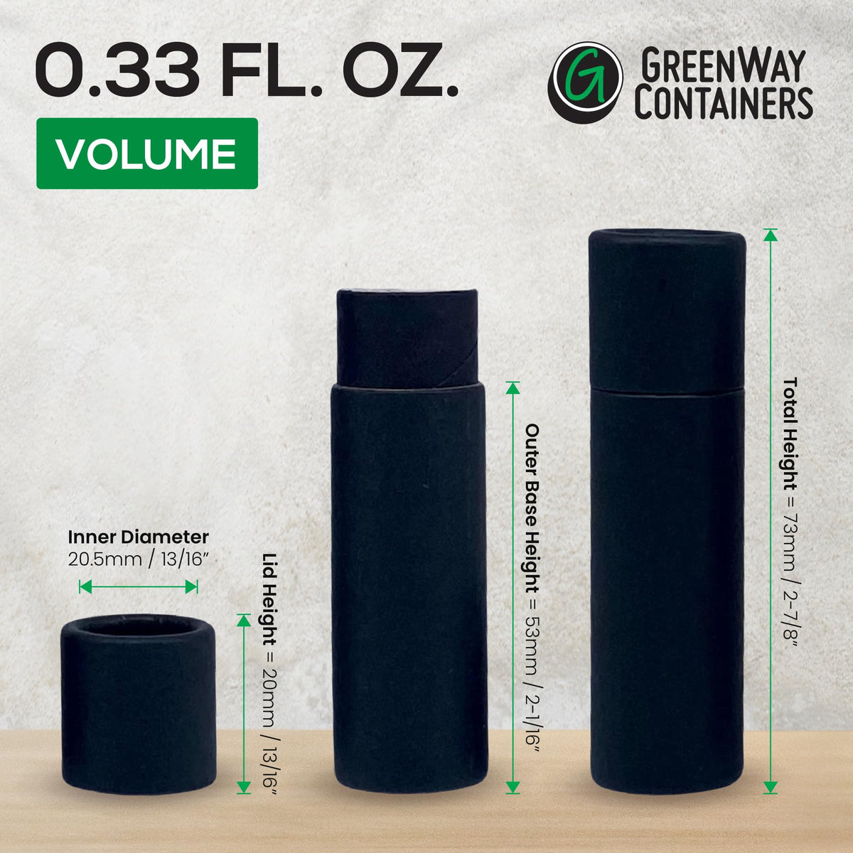 GREENWAY CONTAINERS push-up bottom detail for easy one-hand dispensing