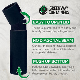 GREENWAY CONTAINERS tube cap and base showing sturdy kraft construction