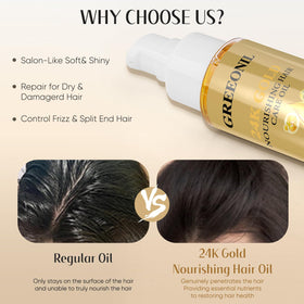 GREEONIL before and after ends showing reduced frizz and smoother tips
