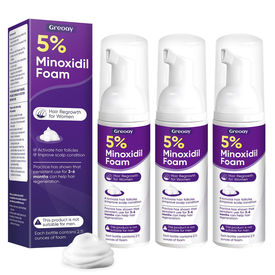 Greoay front packaging showing foam bottles and benefits