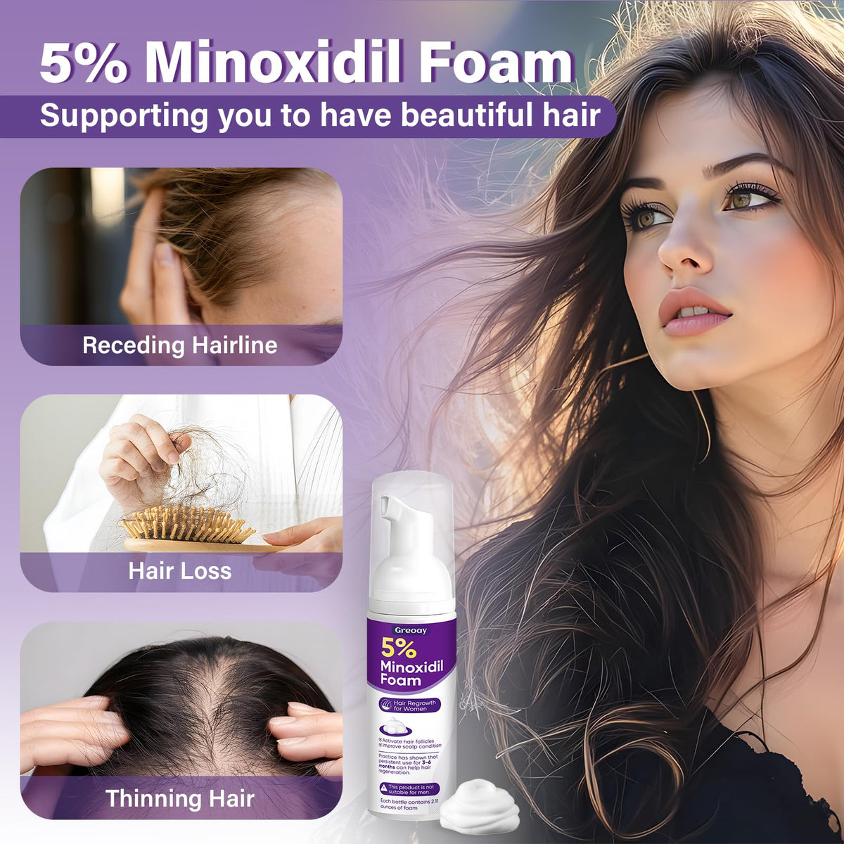 Greoay foam used in bathroom routine for daily scalp care