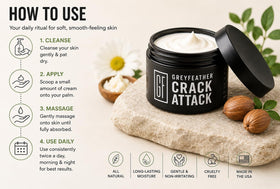 Greyfeather hand application demonstrating fast-absorbing non-greasy finish