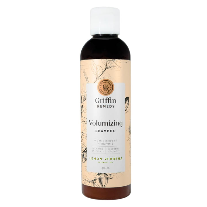 Griffin Remedy front packaging showing label and 8oz bottle, highlights volumizing benefits