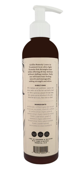 Griffin Remedy applied to hair in hand demonstrating smooth detangling benefit