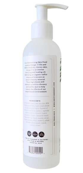 Griffin Remedy lotion texture on pump highlighting quick absorption