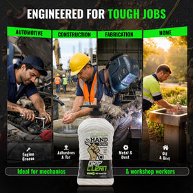 Bottle label detail of Grip Clean emphasizing clay and pumice technology benefits