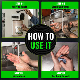 Grip Clean used by mechanic washing hands conveying effective shop cleaning