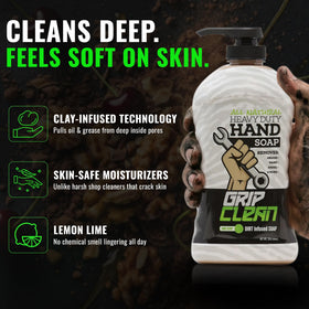 Close-up of Grip Clean pumice texture showing gentle abrasive action and cleaning power