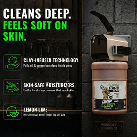 Grip Clean texture close-up showing fine pumice granules that scrub away grime