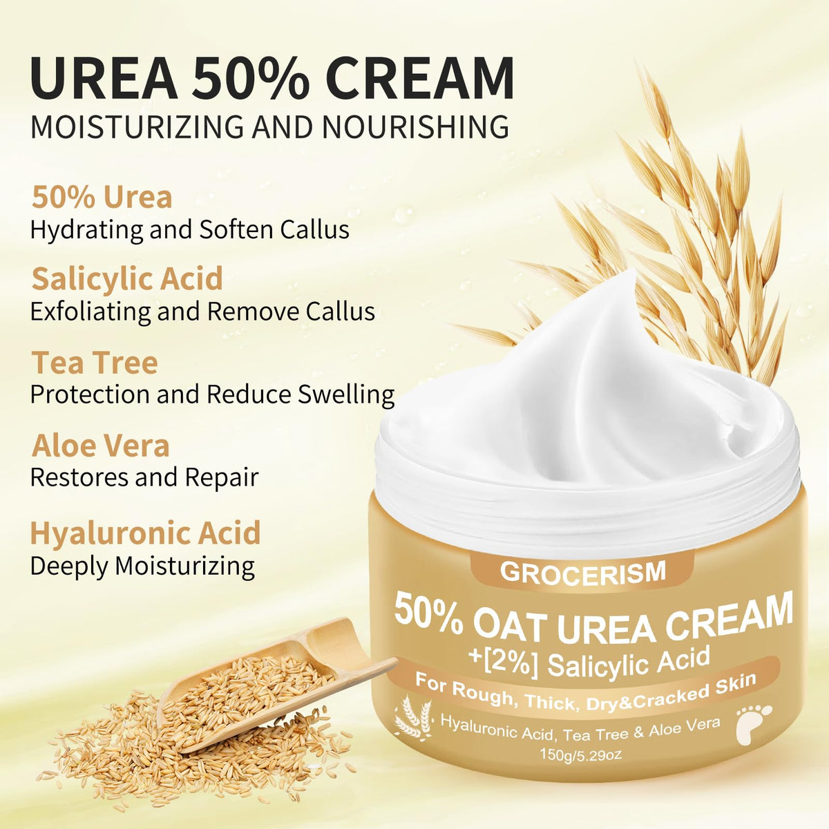 Grocerism applying cream to heel demonstrating targeted callus softening treatment