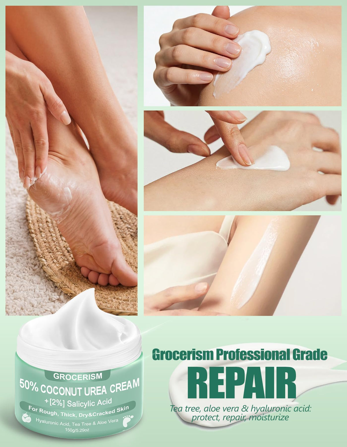 Grocerism cream texture close-up highlighting fast absorption benefit