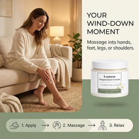 GROHESE hand applying cream to forearm demonstrating massage glide and non-greasy feel