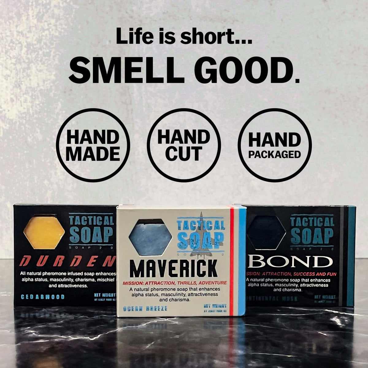 Grondyke Bond label detail showing ingredients and pheromone blend for confident, clean scent