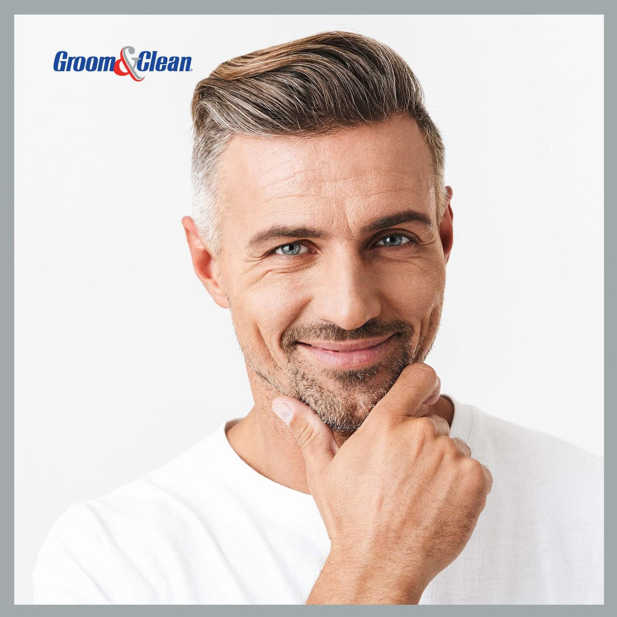 Groom & Clean texture swatch on hand highlighting lightweight, non-greasy finish
