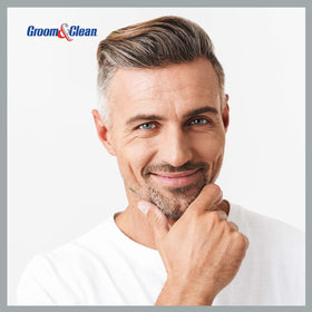 Groom & Clean texture swatch on hand highlighting lightweight, non-greasy finish