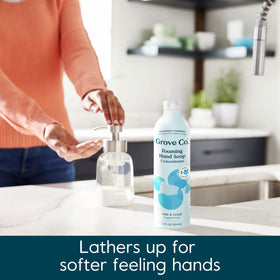 Grove Co. foam texture closeup demonstrating gentle moisturizing lather