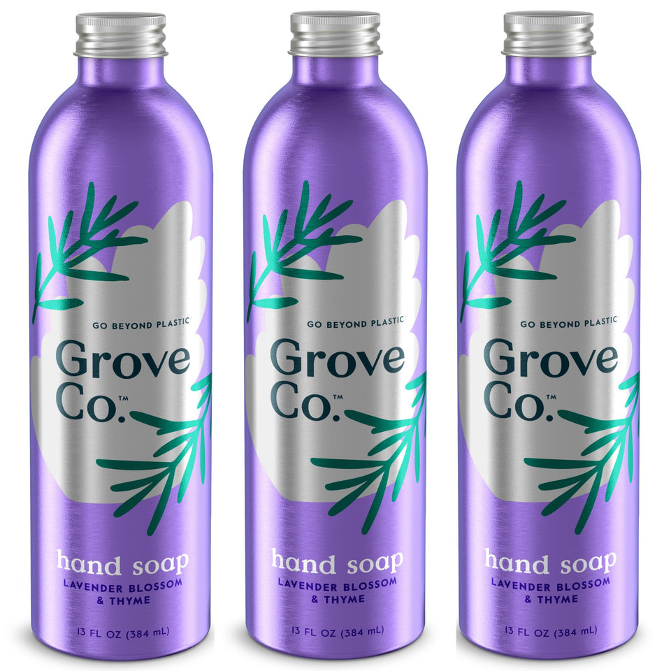 Grove Co. front pouch packaging showing refill benefits