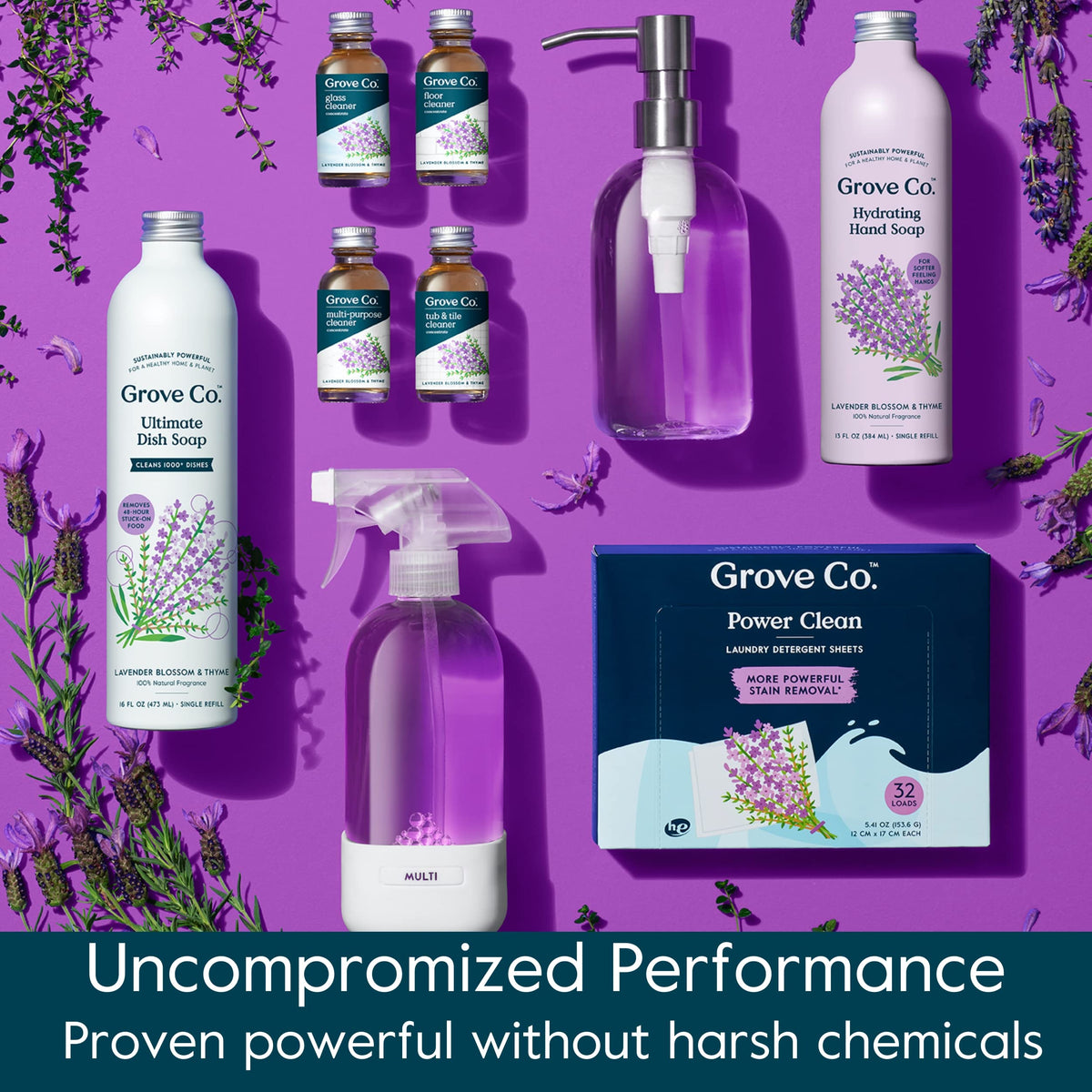 Grove Co. flexible pouch detail emphasizing plastic-free packaging