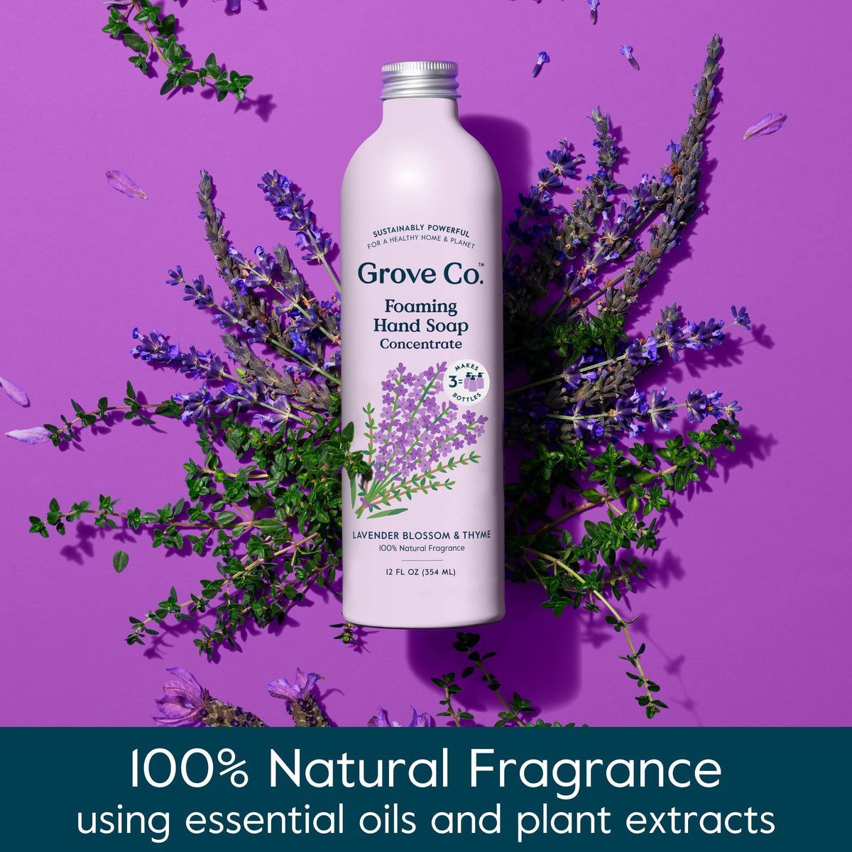 Grove Co. label close-up highlighting natural ingredients and claims