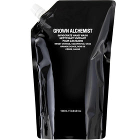 Grown Alchemist front-facing 1L refill showing packaging and sustainable design benefits