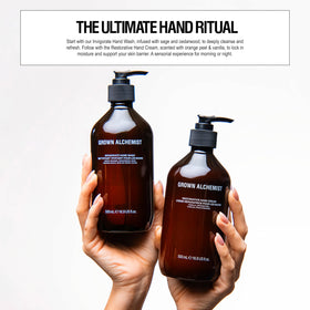 Grown Alchemist refill pouch close-up highlighting material and easy-pour spout advantage