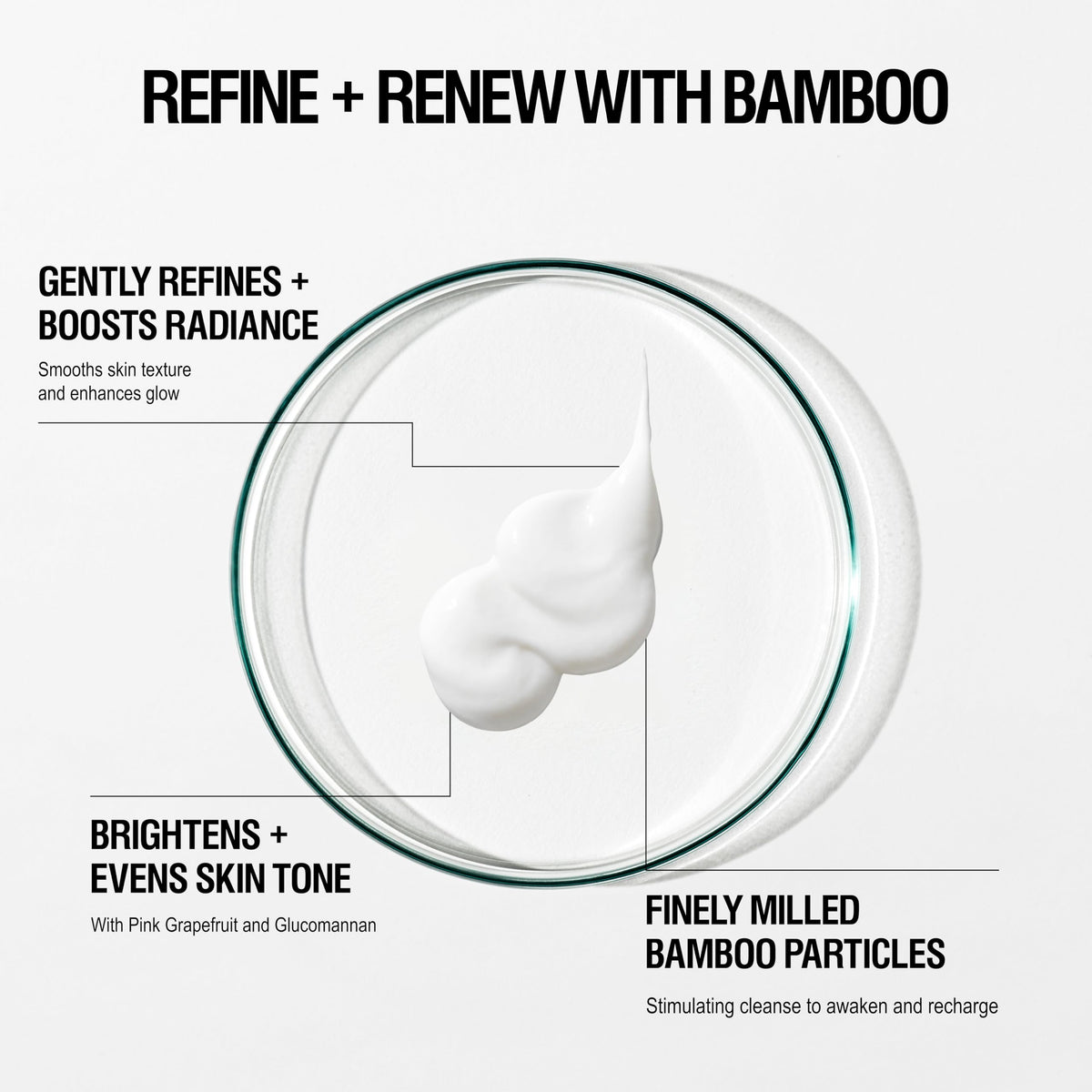 Grown Alchemist close-up of fine bamboo powder texture, highlights gentle exfoliation