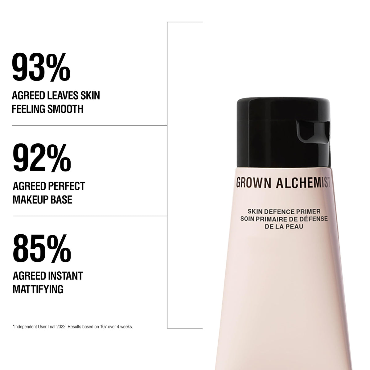 Grown Alchemist primer pump dispensing product, shows easy controlled application benefit