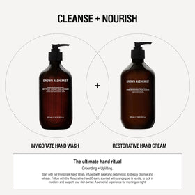 Grown Alchemist bottle beside a hand showing real-size scale benefit