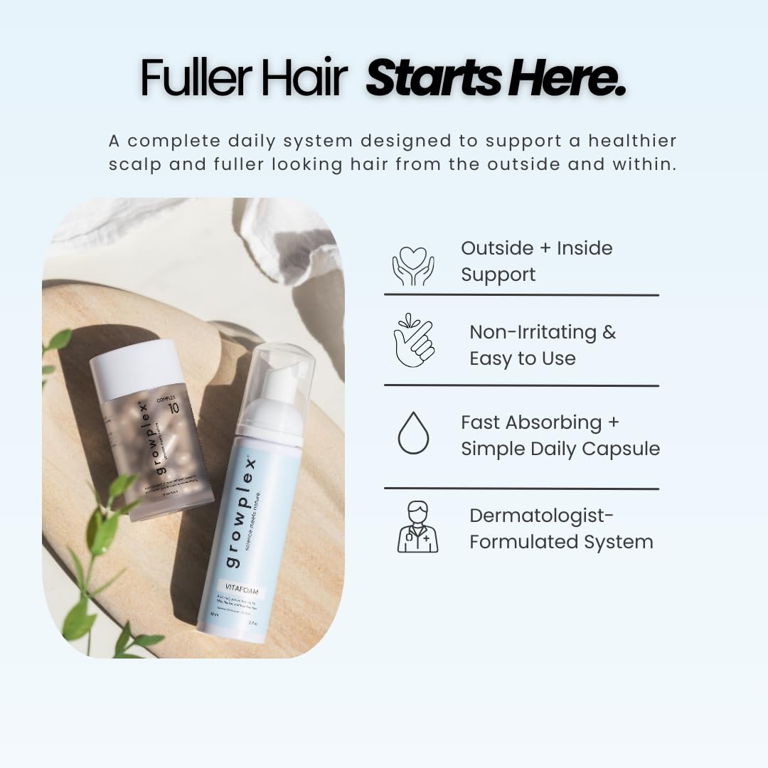 Growplex bundle on bathroom counter suggesting easy daily routine