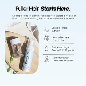 Growplex bundle on bathroom counter suggesting easy daily routine