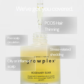 GROWPLEX on bathroom shelf in lifestyle setting suggesting daily self-care routine